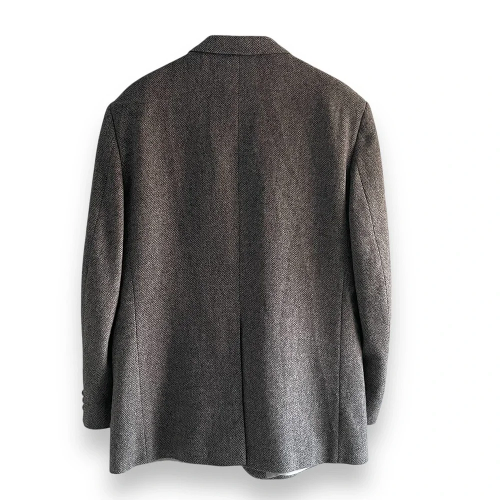 Farah Clothing Co Men's Herringbone Tweed‎ Blazer Sport Coat 100% Wool 42R Grey